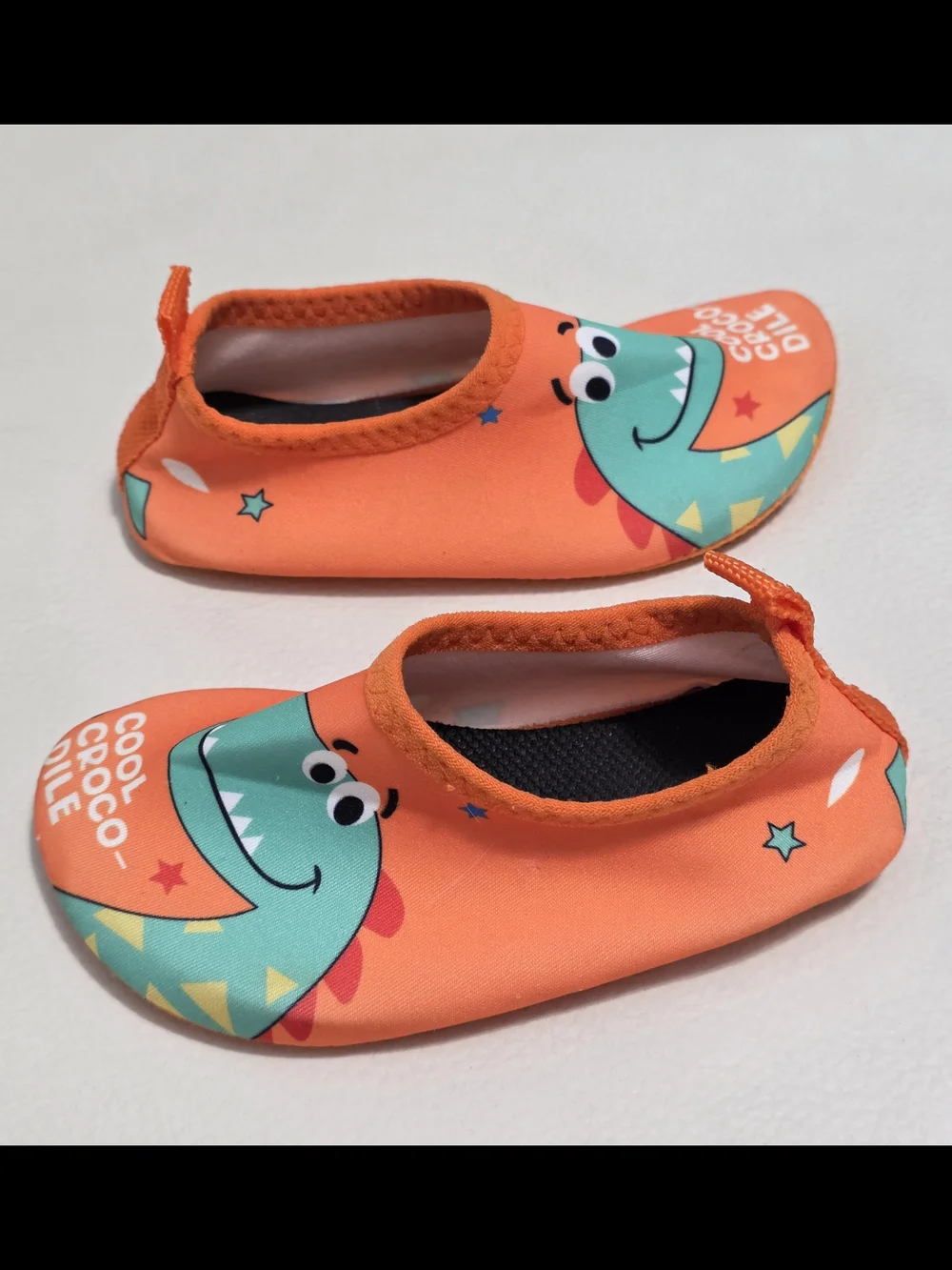 Kids Orange 'Cool Crocodile' Slip-On Water Shoes Size 5½ 6 Toddler Or 24/25 Asia